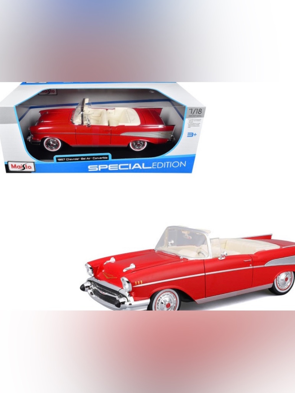 Maisto 1:18 1957 Chevrolet Bel Air
Convertible Diecast Vehicle
